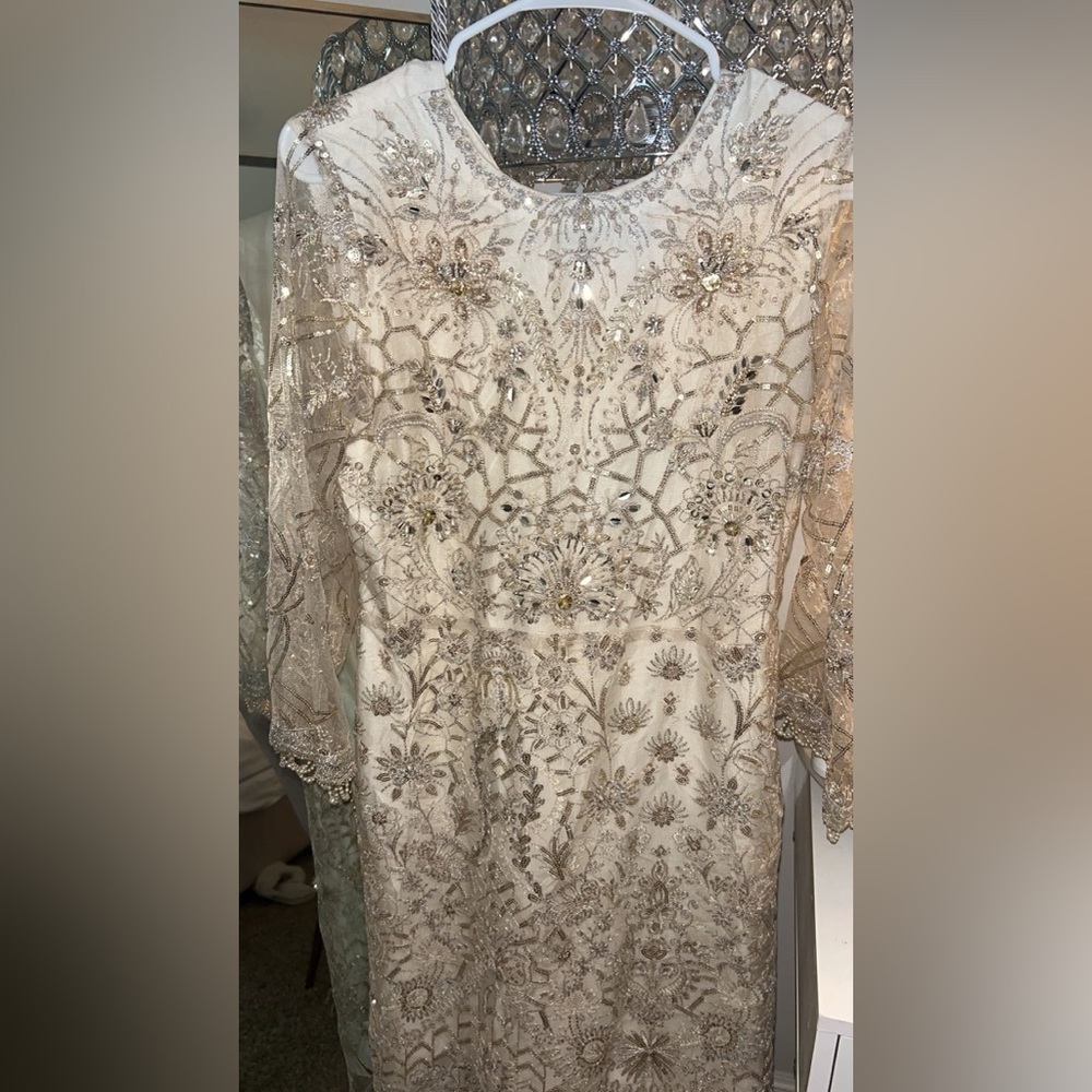 Elegant Cream Embroidered Dress